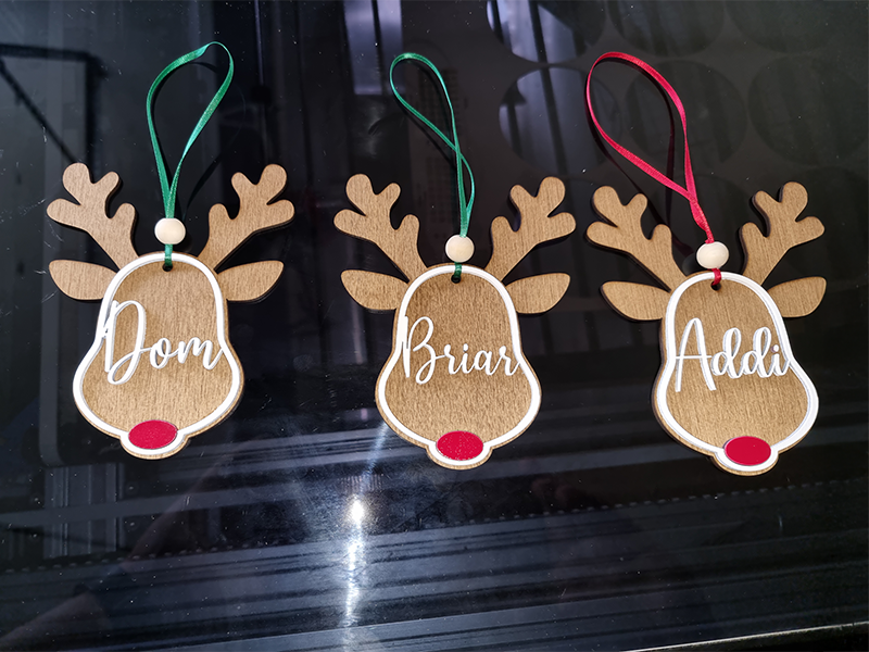 Personalised Christmas Ornaments — laser cut / engraved by GeoSaffer, Auckland