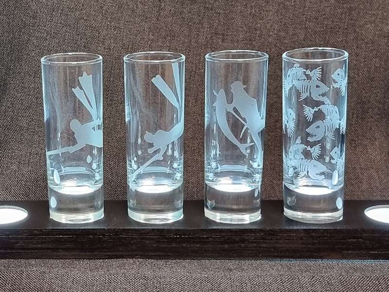 Shotglasses — Laser Engraving by GeoSaffer, Auckland