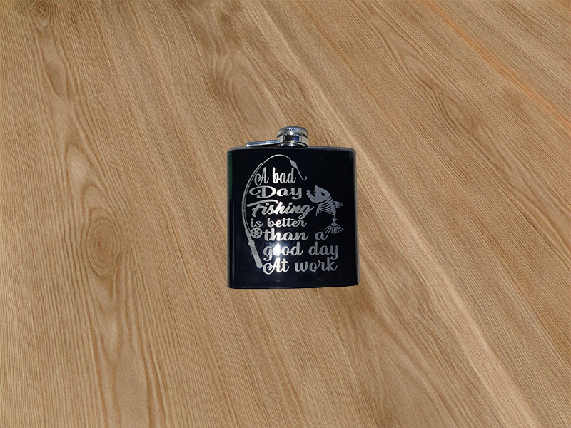 Hip flasks — laser cut / engraved by GeoSaffer, Auckland