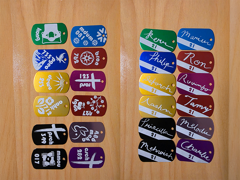 Dog Tags for Events — custom work by GeoSaffer, Auckland
